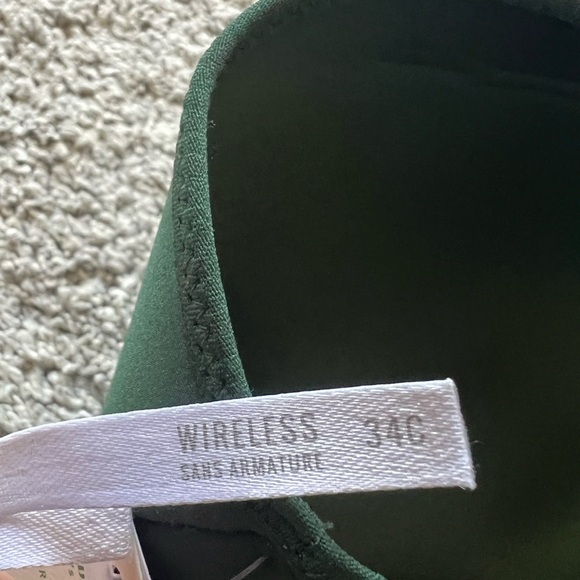 New Aerie Real Me Wireless Bra Size 34C Dark Green Full Coverage Soft Stretch - Picture 5 of 5